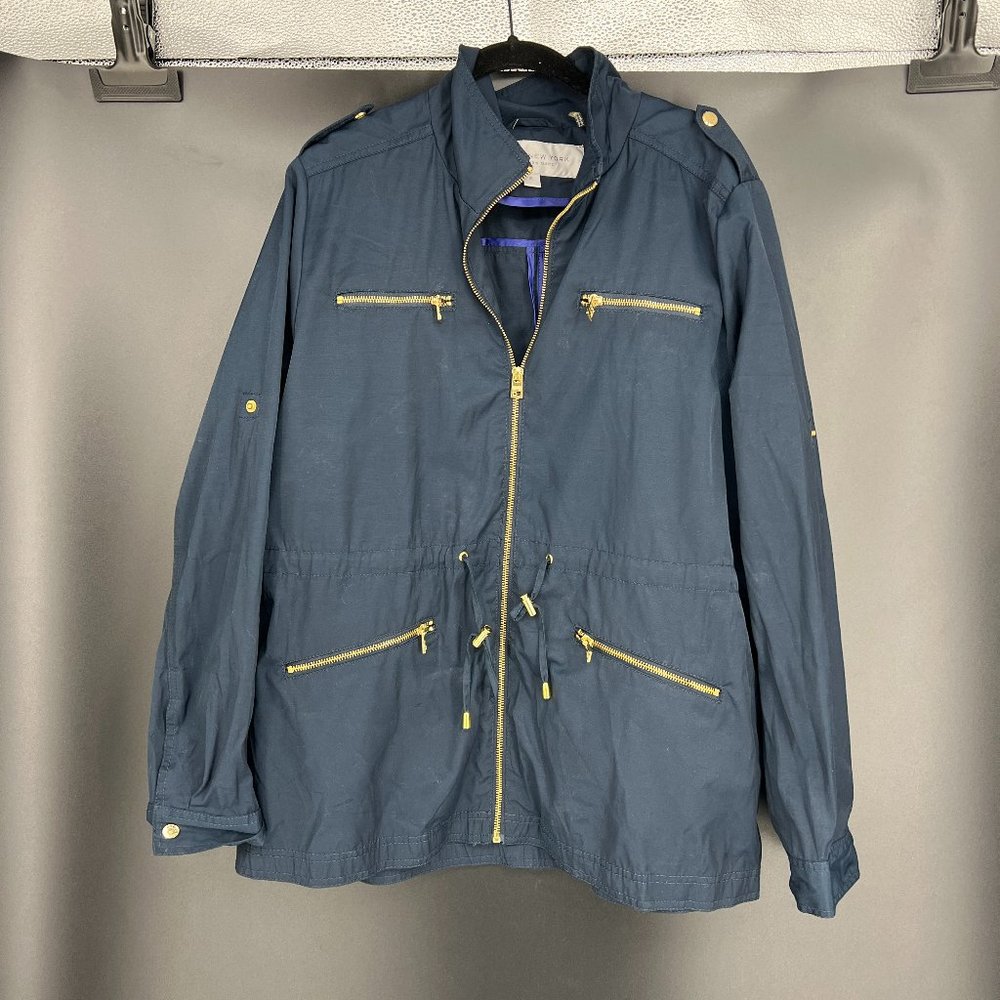 Marc New York Womens Light Jacket Zip Hooded Blue Pockets